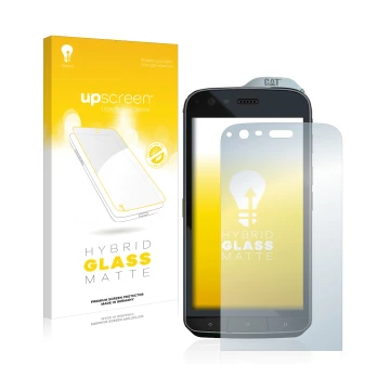 Front side of a product packaging with the brand logo upscreen. Next to it is the device Caterpillar Cat S61 shown with the co