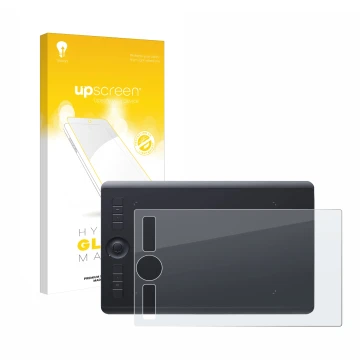 Front side of a product packaging with the brand logo upscreen. Next to it is the device Wacom Intuos Pro M (2017) shown with 
