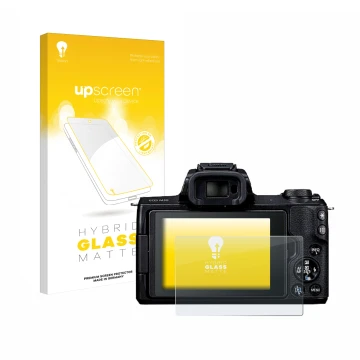 Front side of a product packaging with the brand logo upscreen. Next to it is the device Canon EOS M50 shown with the correspo