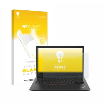 Front side of a product packaging with the brand logo upscreen. Next to it is the device Lenovo ThinkPad T480s shown with the 