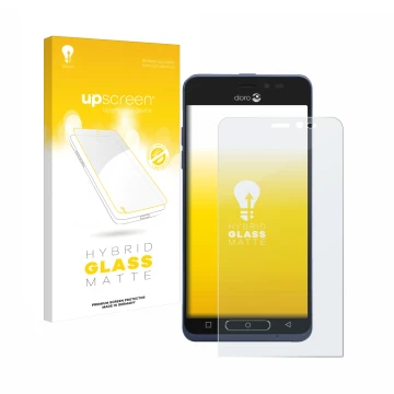 Front side of a product packaging with the brand logo upscreen. Next to it is the device Doro 8035 shown with the correspondin