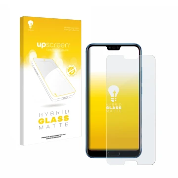 Front side of a product packaging with the brand logo upscreen. Next to it is the device Honor 10 shown with the corresponding