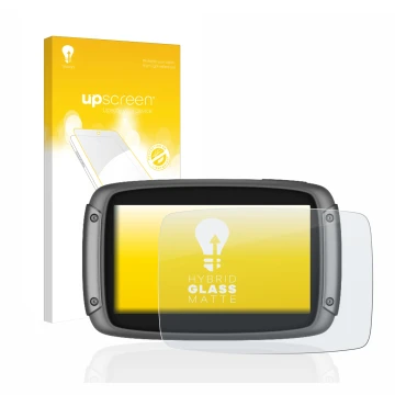 Front side of a product packaging with the brand logo upscreen. Next to it is the device TomTom Rider 550 shown with the corre
