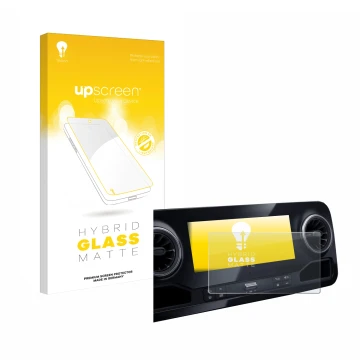 Front side of a product packaging with the brand logo upscreen. Next to it is the device Mercedes-Benz Sprinter 2018 MBUX 7