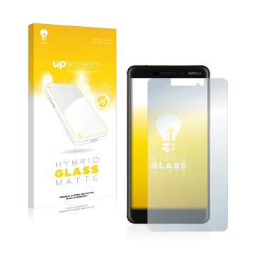 Front side of a product packaging with the brand logo upscreen. Next to it is the device Nokia 6.1 shown with the correspondin