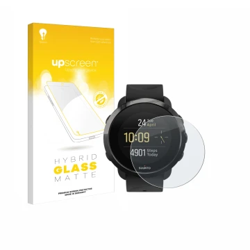 Front side of a product packaging with the brand logo upscreen. Next to it is the device Suunto 3 Fitness shown with the corre