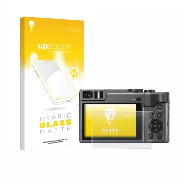 Front side of a product packaging with the brand logo upscreen. Next to it is the device Panasonic Lumix DC-TZ90 shown with th
