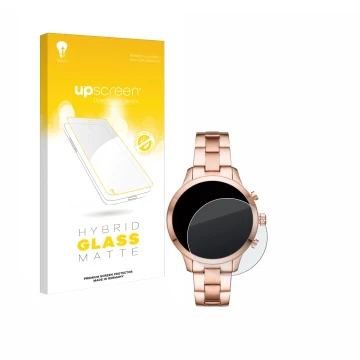 Front side of a product packaging with the brand logo upscreen. Next to it is the device Michael Kors Access Runway (41 mm) sh