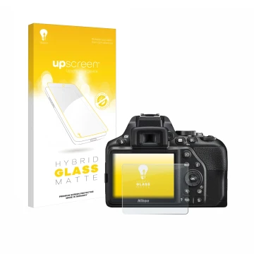 Front side of a product packaging with the brand logo upscreen. Next to it is the device Nikon D3500 shown with the correspond