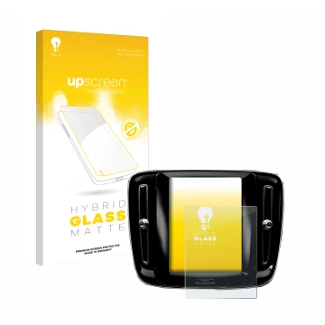 Front side of a product packaging with the brand logo upscreen. Next to it is the device Volvo XC40 Sensus Connect 8.7