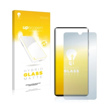 Front side of a product packaging with the brand logo upscreen. Next to it is the device Huawei Mate 20 shown with the corresp