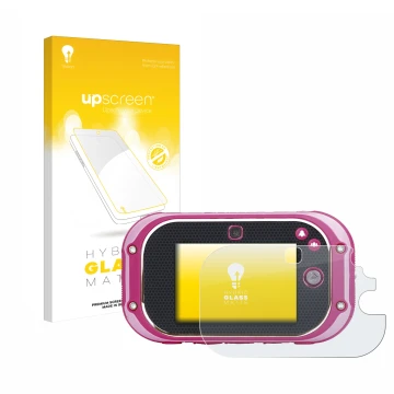 Front side of a product packaging with the brand logo upscreen. Next to it is the device Vtech Kidizoom Touch 5.0 2018 shown w
