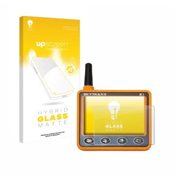 Front side of a product packaging with the brand logo upscreen. Next to it is the device Skytraxx 2.1 Vario shown with the cor