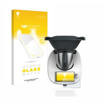 Front side of a product packaging with the brand logo upscreen. Next to it is the device Vorwerk Thermomix TM6 shown with the 