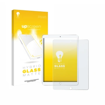 Front side of a product packaging with the brand logo upscreen. Next to it is the device Apple iPad Air 2019 (3th Gen.) shown 