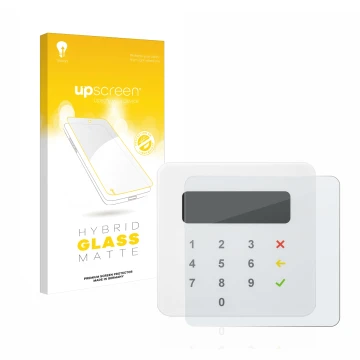 Front side of a product packaging with the brand logo upscreen. Next to it is the device SumUp Air shown with the correspondin