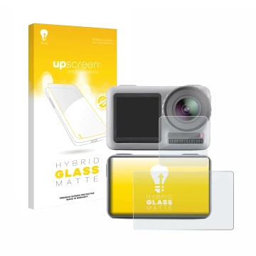 Front side of a product packaging with the brand logo upscreen. Next to it is the device DJI Osmo Action shown with the corres