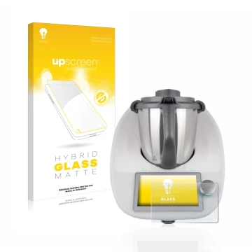 Front side of a product packaging with the brand logo upscreen. Next to it is the device Vorwerk Bimby TM6 shown with the corr