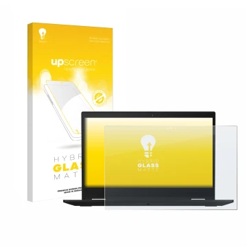 Front side of a product packaging with the brand logo upscreen. Next to it is the device Lenovo ThinkPad X390 Yoga shown with 