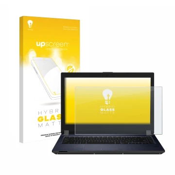 Front side of a product packaging with the brand logo upscreen. Next to it is the device ASUS AsusPro P1440 shown with the cor
