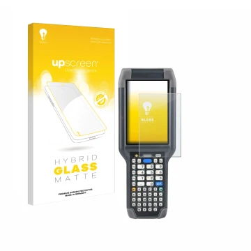 Front side of a product packaging with the brand logo upscreen. Next to it is the device Honeywell Dolphin CK65 shown with the
