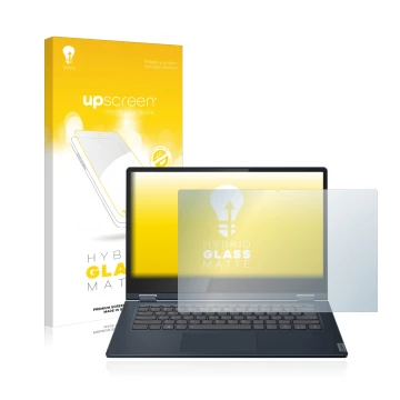 Front side of a product packaging with the brand logo upscreen. Next to it is the device Lenovo IdeaPad C340 14