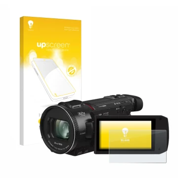 Front side of a product packaging with the brand logo upscreen. Next to it is the device Panasonic HC-VXF11 shown with the cor