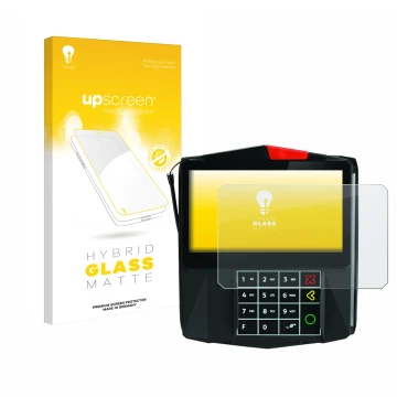 Front side of a product packaging with the brand logo upscreen. Next to it is the device ingenico Lane/7000 shown with the cor