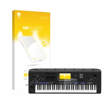 Front side of a product packaging with the brand logo upscreen. Next to it is the device Yamaha Genos shown with the correspon