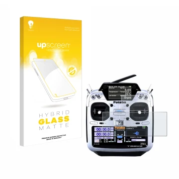 Front side of a product packaging with the brand logo upscreen. Next to it is the device Robbe Futaba T32MZ shown with the cor