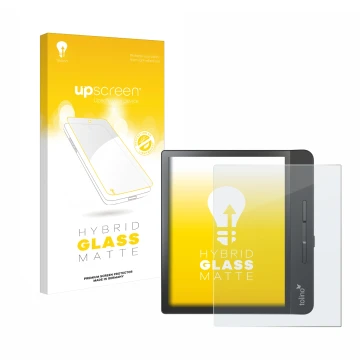 Front side of a product packaging with the brand logo upscreen. Next to it is the device Tolino Epos 2 shown with the correspo