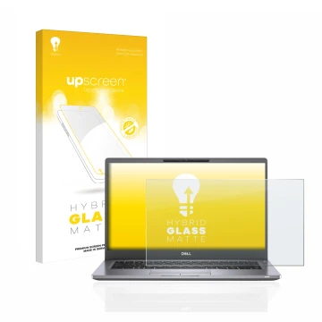 Front side of a product packaging with the brand logo upscreen. Next to it is the device Dell Latitude 7300 shown with the cor