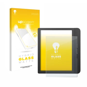 Front side of a product packaging with the brand logo upscreen. Next to it is the device Tolino Vision 5 shown with the corres