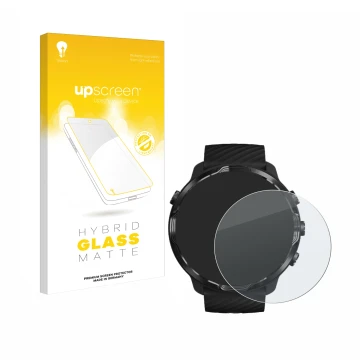 Front side of a product packaging with the brand logo upscreen. Next to it is the device Suunto 7 shown with the corresponding
