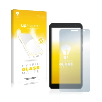 Front side of a product packaging with the brand logo upscreen. Next to it is the device Alcatel 1B 2020 shown with the corres