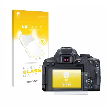 Front side of a product packaging with the brand logo upscreen. Next to it is the device Canon EOS 850D shown with the corresp