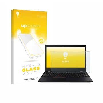 Front side of a product packaging with the brand logo upscreen. Next to it is the device Lenovo ThinkPad T590 Non-Touch shown 