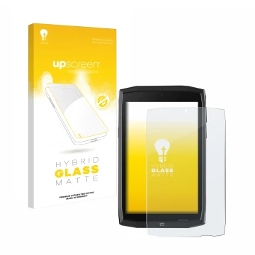 Front side of a product packaging with the brand logo upscreen. Next to it is the device Crosscall Core T4 shown with the corr