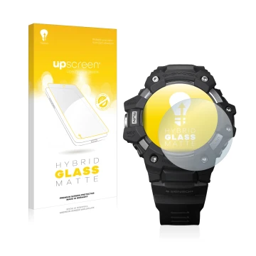 Front side of a product packaging with the brand logo upscreen. Next to it is the device Casio G-Shock GBD-H1000 shown with th