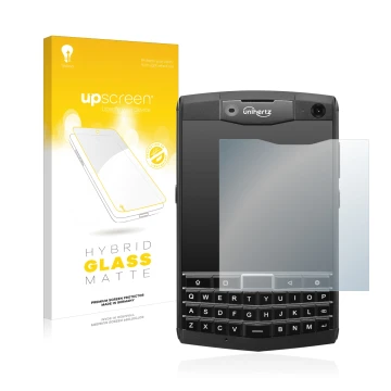 Front side of a product packaging with the brand logo upscreen. Next to it is the device Unihertz Titan shown with the corresp