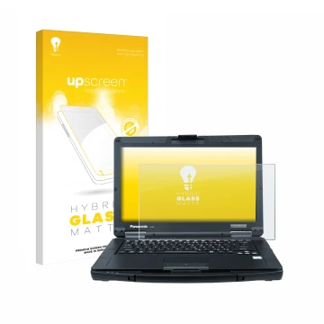 Front side of a product packaging with the brand logo upscreen. Next to it is the device Panasonic Toughbook 55 Full-HD Touch 