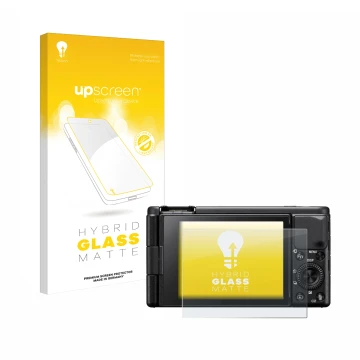 Front side of a product packaging with the brand logo upscreen. Next to it is the device Sony ZV-1 shown with the correspondin