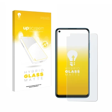 Front side of a product packaging with the brand logo upscreen. Next to it is the device Xiaomi Redmi Note 9 shown with the co