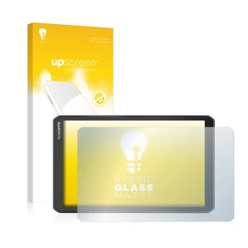 Front side of a product packaging with the brand logo upscreen. Next to it is the device Garmin Camper 890 shown with the corr