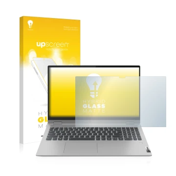 Front side of a product packaging with the brand logo upscreen. Next to it is the device Lenovo IdeaPad Flex 5 15
