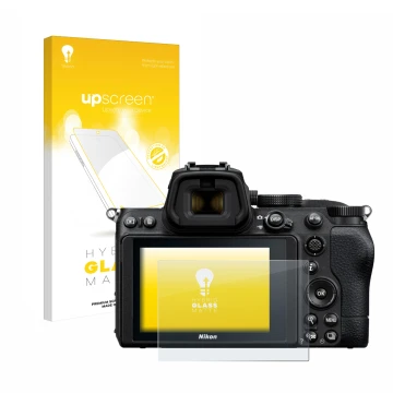 Front side of a product packaging with the brand logo upscreen. Next to it is the device Nikon Z 5 shown with the correspondin
