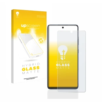 Front side of a product packaging with the brand logo upscreen. Next to it is the device Samsung Galaxy S20 FE 5G shown with t