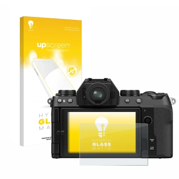 Front side of a product packaging with the brand logo upscreen. Next to it is the device Fujifilm X-S10 shown with the corresp