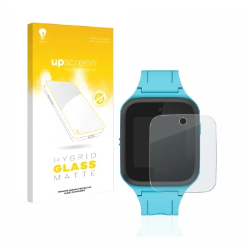 Front side of a product packaging with the brand logo upscreen. Next to it is the device TCL Movetime FamilyWatch Kids MT40X s