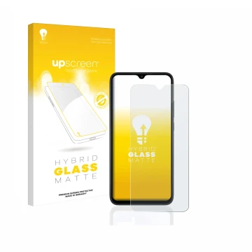 Front side of a product packaging with the brand logo upscreen. Next to it is the device Xiaomi Redmi 9AT shown with the corre